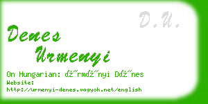 denes urmenyi business card